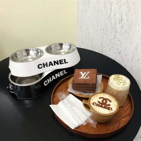 chanel dog bowl|designer dog collars Chanel.